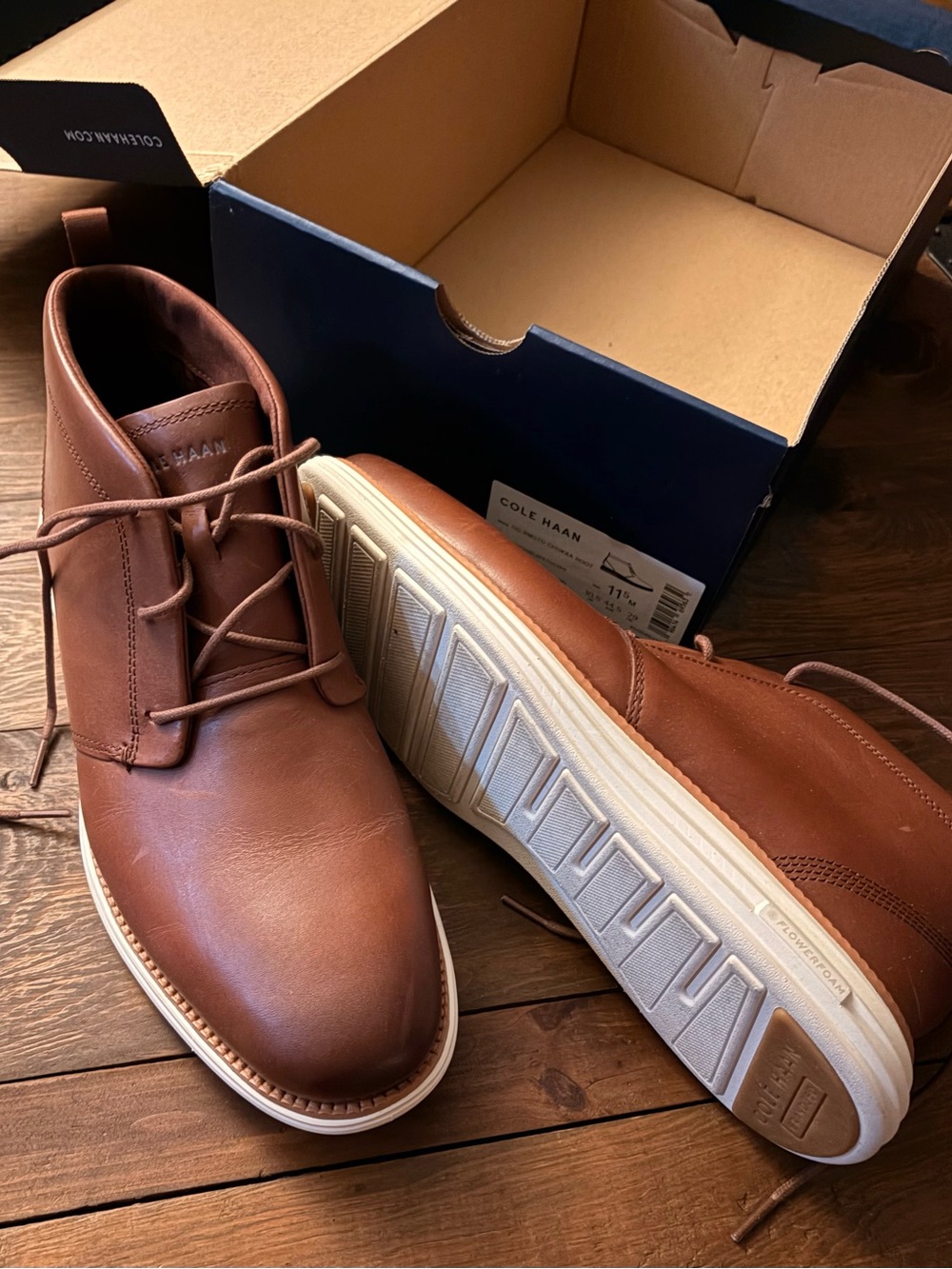Cole Haan Men's Chestnut Leather Chukka Boots with White Sole
